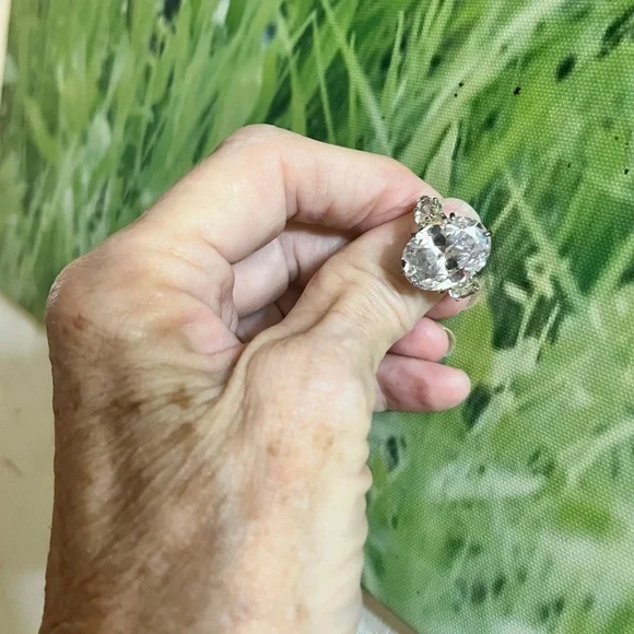 Silver & Created Diamond Ring - Picture 6 of 12